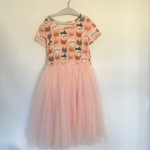 Taylor Joelle Adorable Cat Kitty Print Pink Tulle Twirl Dress 8
